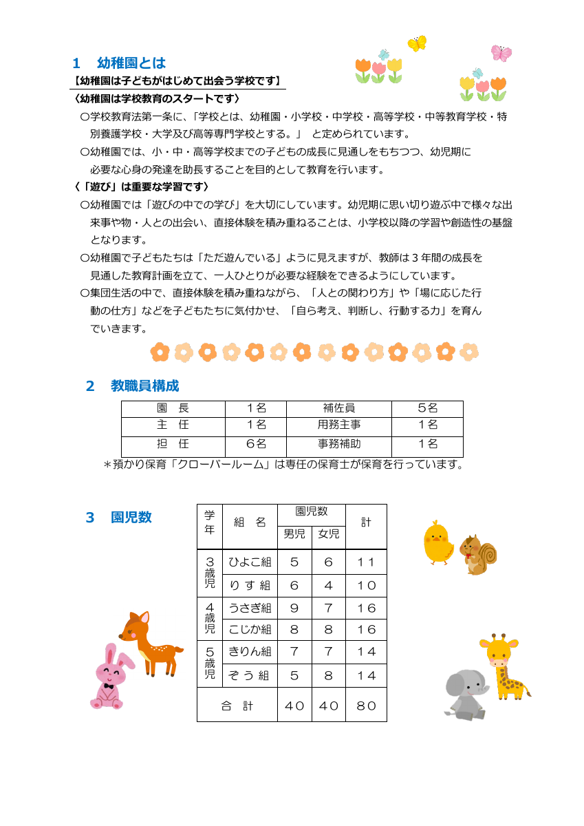 幼稚園概要（改）.pdfの1ページ目のサムネイル
